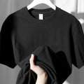Men Women Loose and Slimming Solid Color Round Neck T-Shirts Black